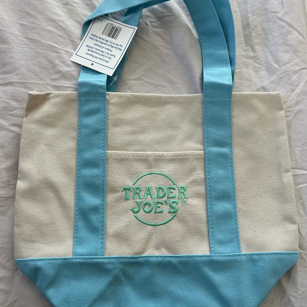 Blue and Cream Tote Bag-Mini Trader Joe’s